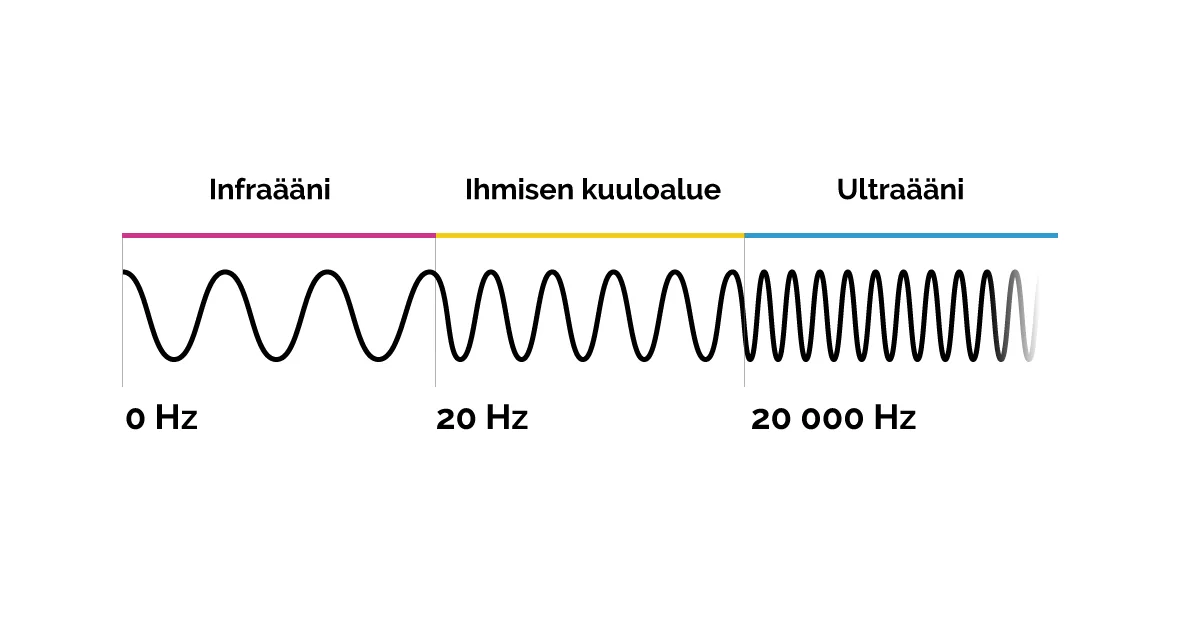 Ihmisen kuuloalueen ja ultraäänen rajat